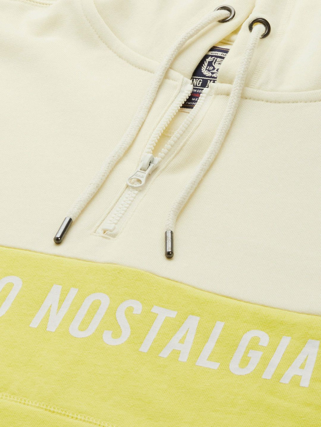  Flying Machine Men Yellow Colourblocked Hooded Sweatshirt With Minimal Print Detail
