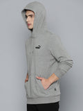 Puma Men Grey Melange Solid Essential Small Logo Hooded Sweatshirt