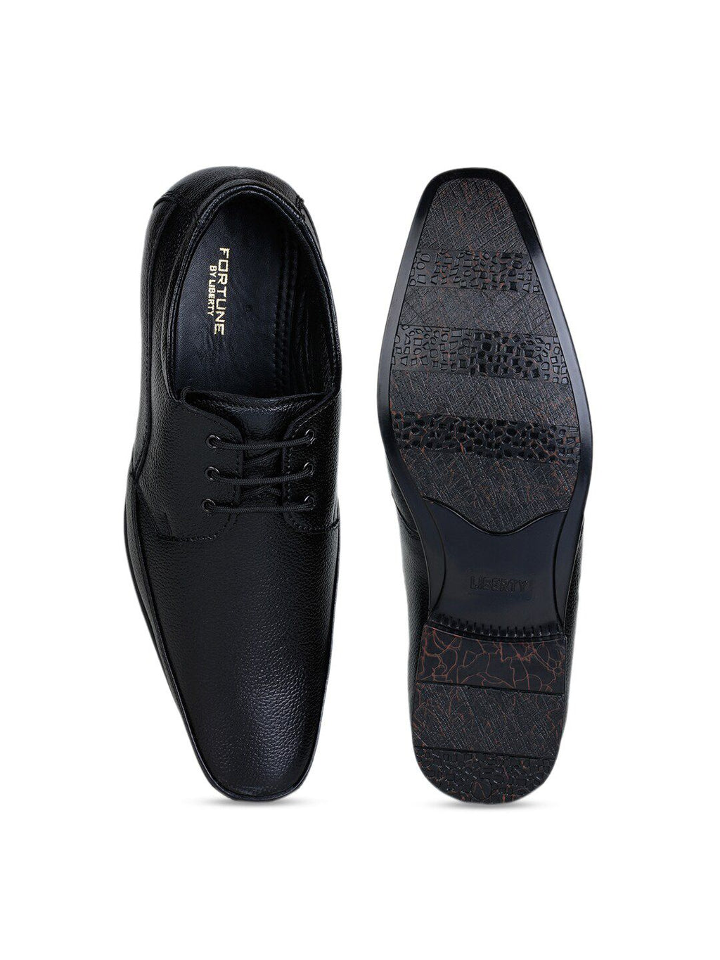  Liberty Men Black Textured Leather Formal Derbys
