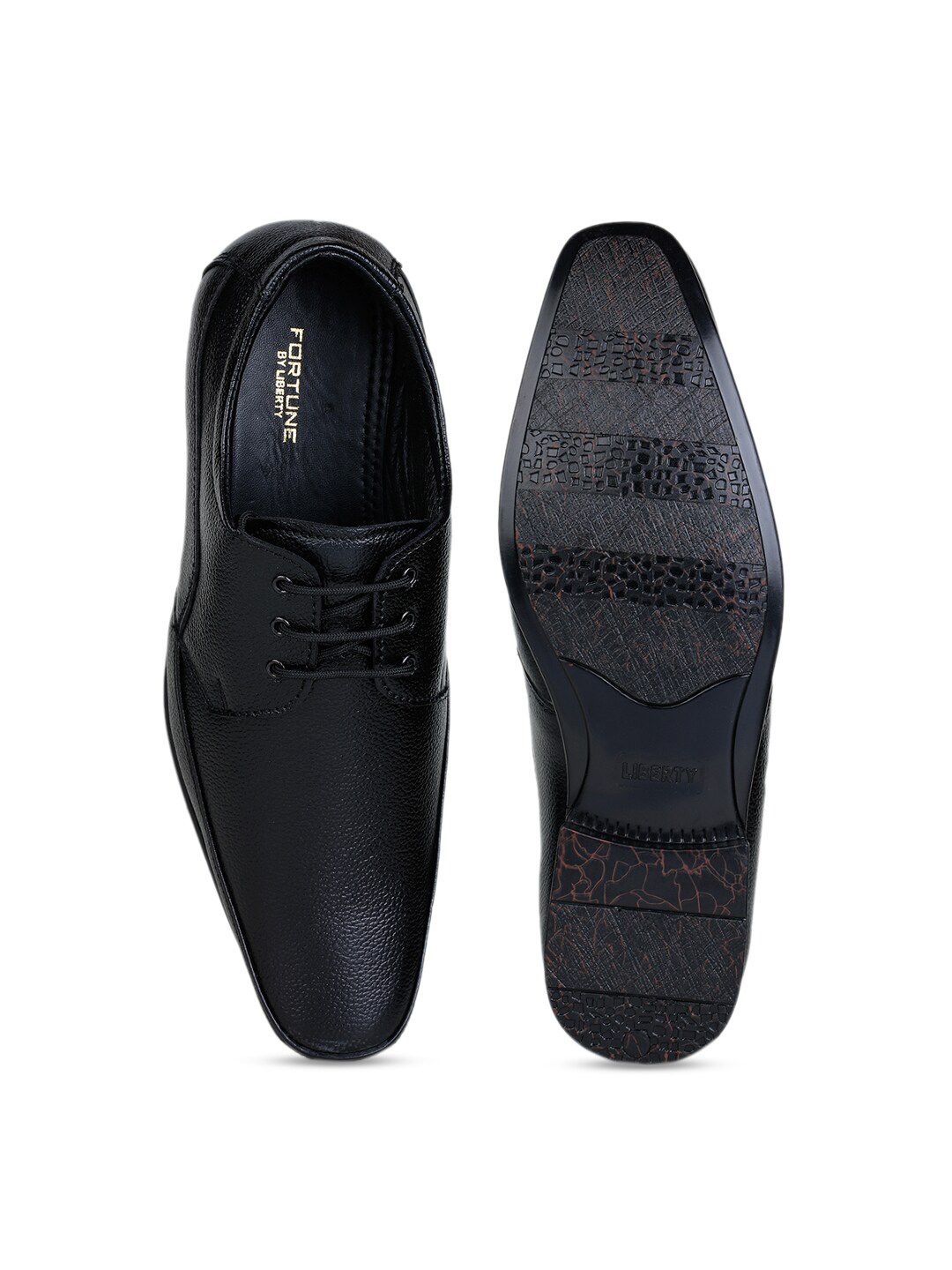  Liberty Men Black Textured Leather Formal Derbys