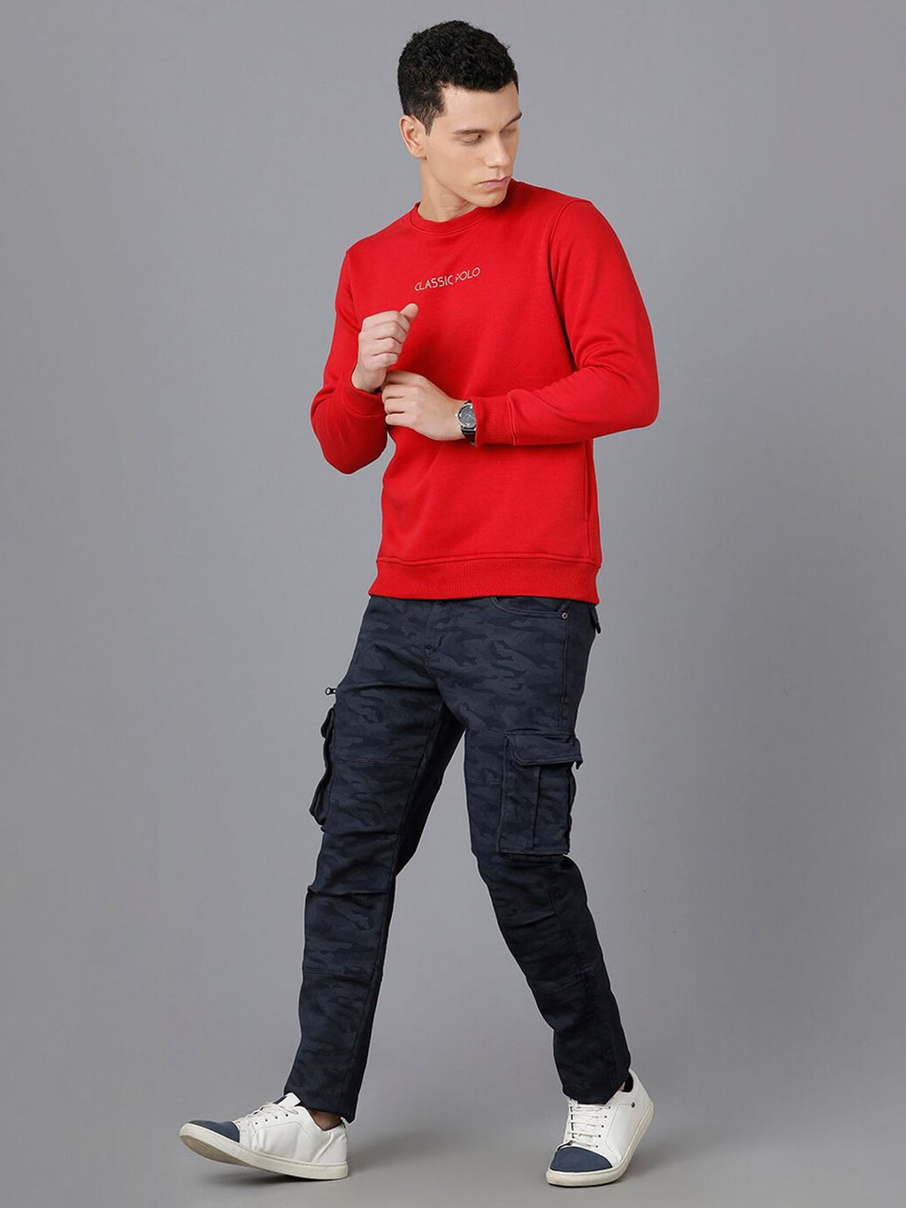  Classic Polo Men Red Cotton Sweatshirt