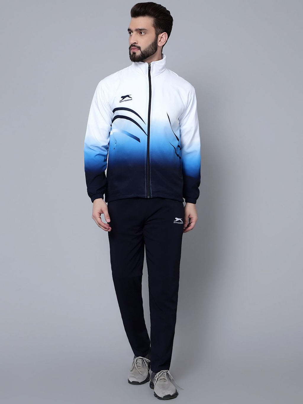  Shiv Naresh Men Colourblocked High Neck Sports Tracksuit