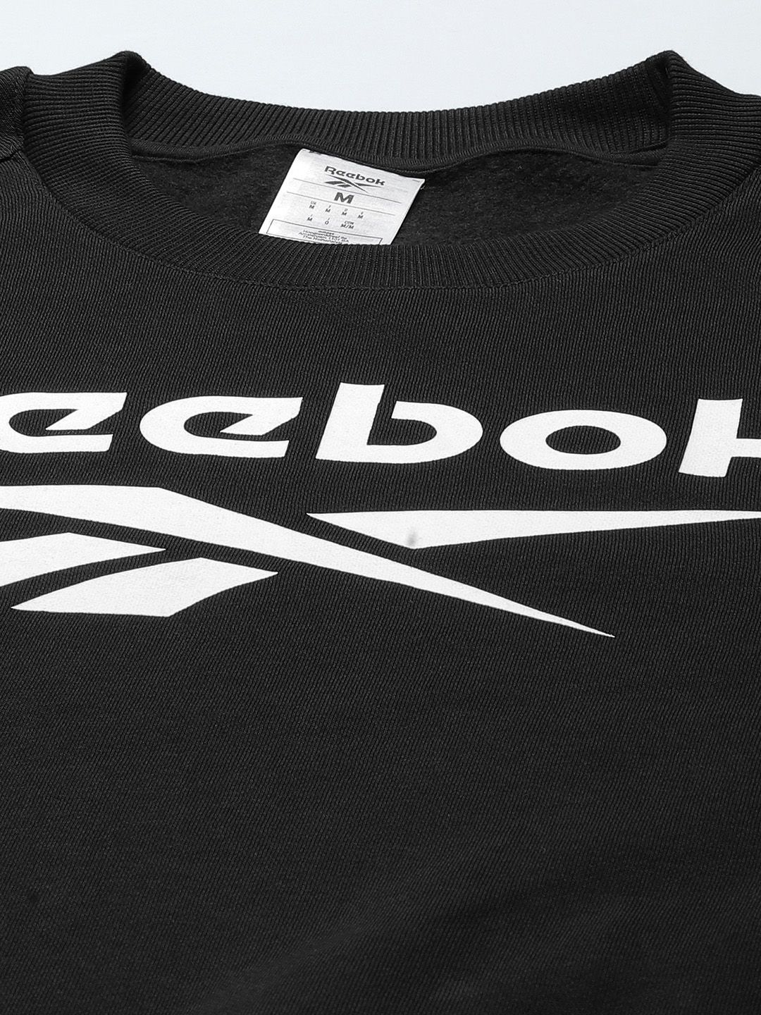  Reebok Men Black & White Brand Logo Print RI CREW Sweatshirt
