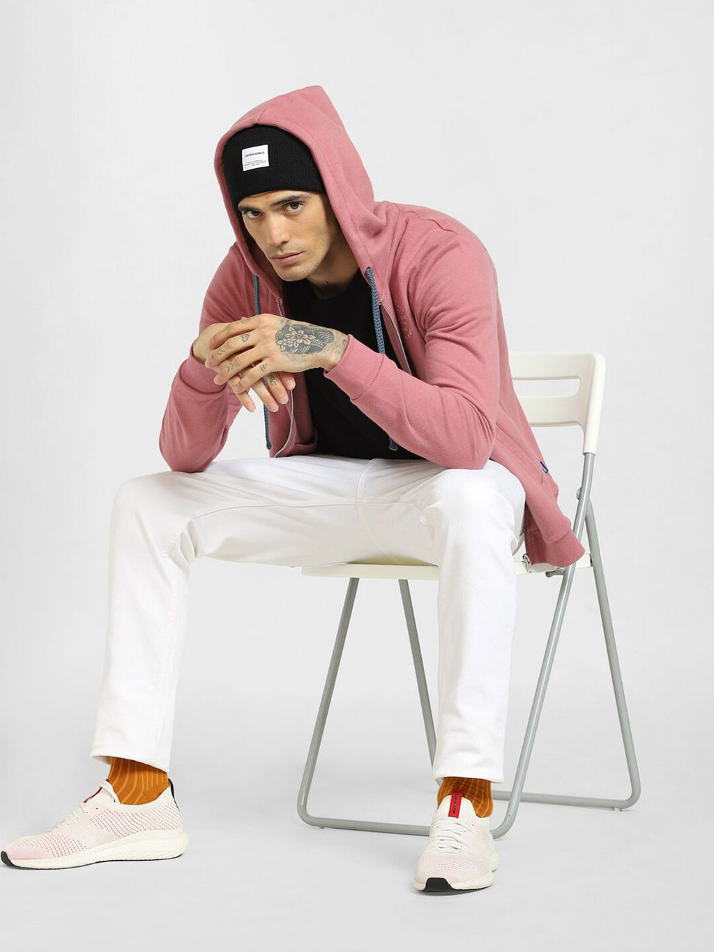  Jack & Jones Men Pink Hooded Sweatshirt