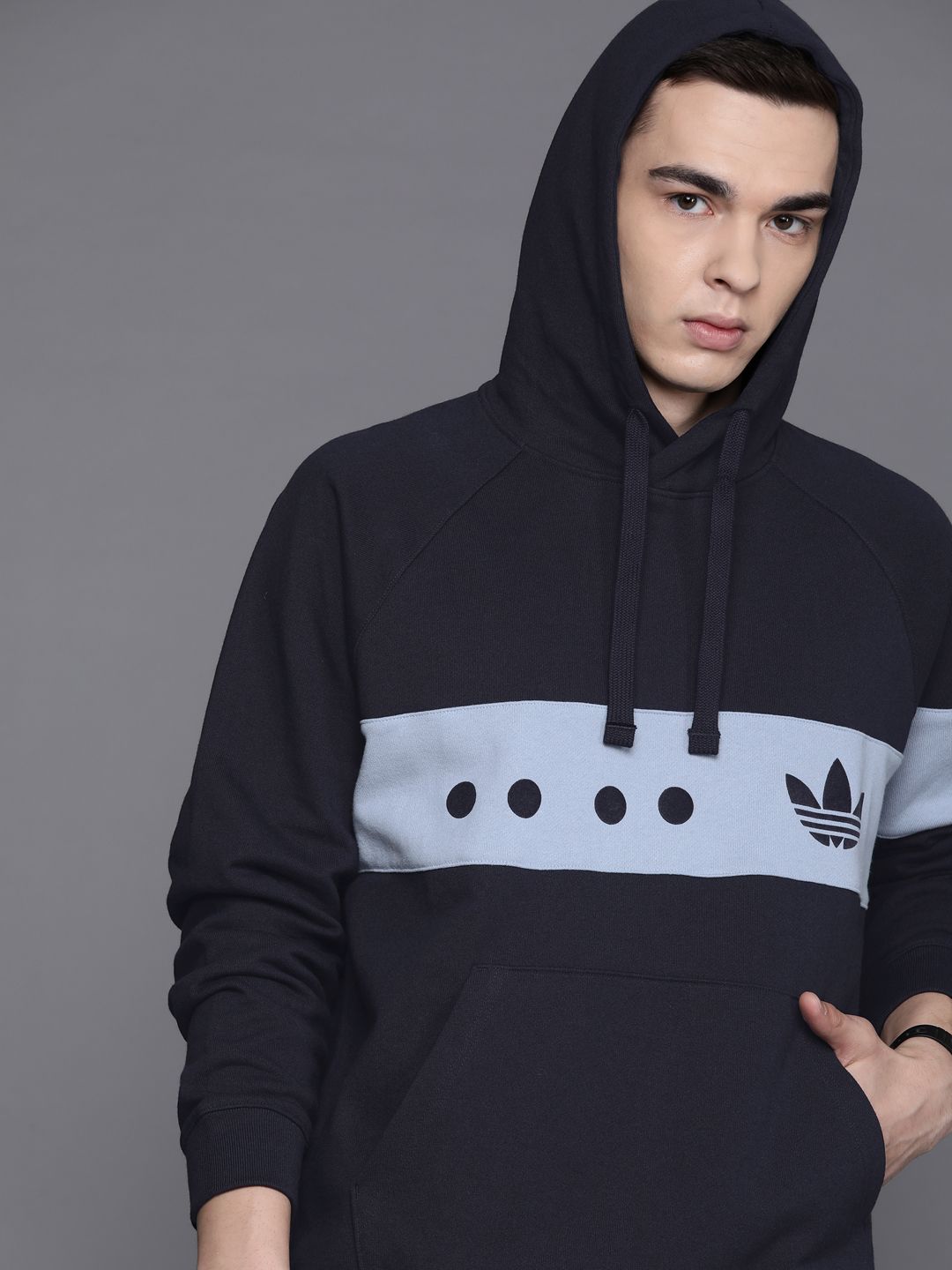  ADIDAS Originals Men Striped Pure Cotton Rifa City Hooded Sweatshirt