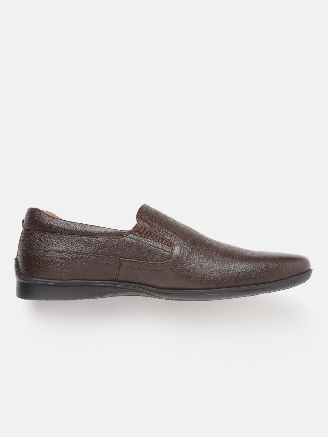  Louis Philippe Men Coffee Brown Solid Leather Formal Slip-Ons