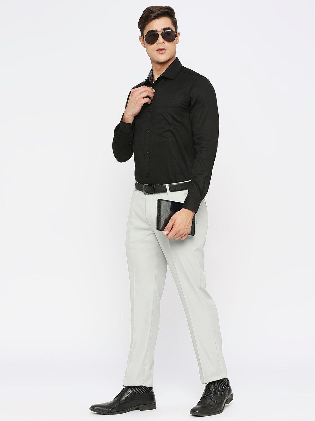  Solemio Men Mid Rise Formal Trousers