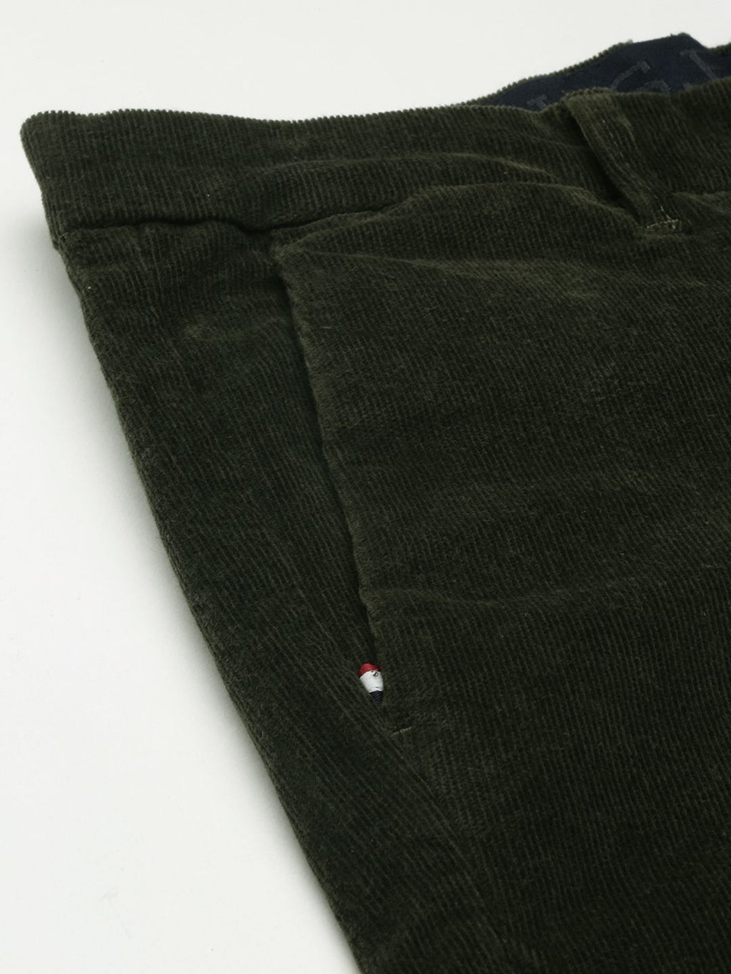  U.S. Polo Assn. Men Olive Green Slim Fit Corduroy Trousers