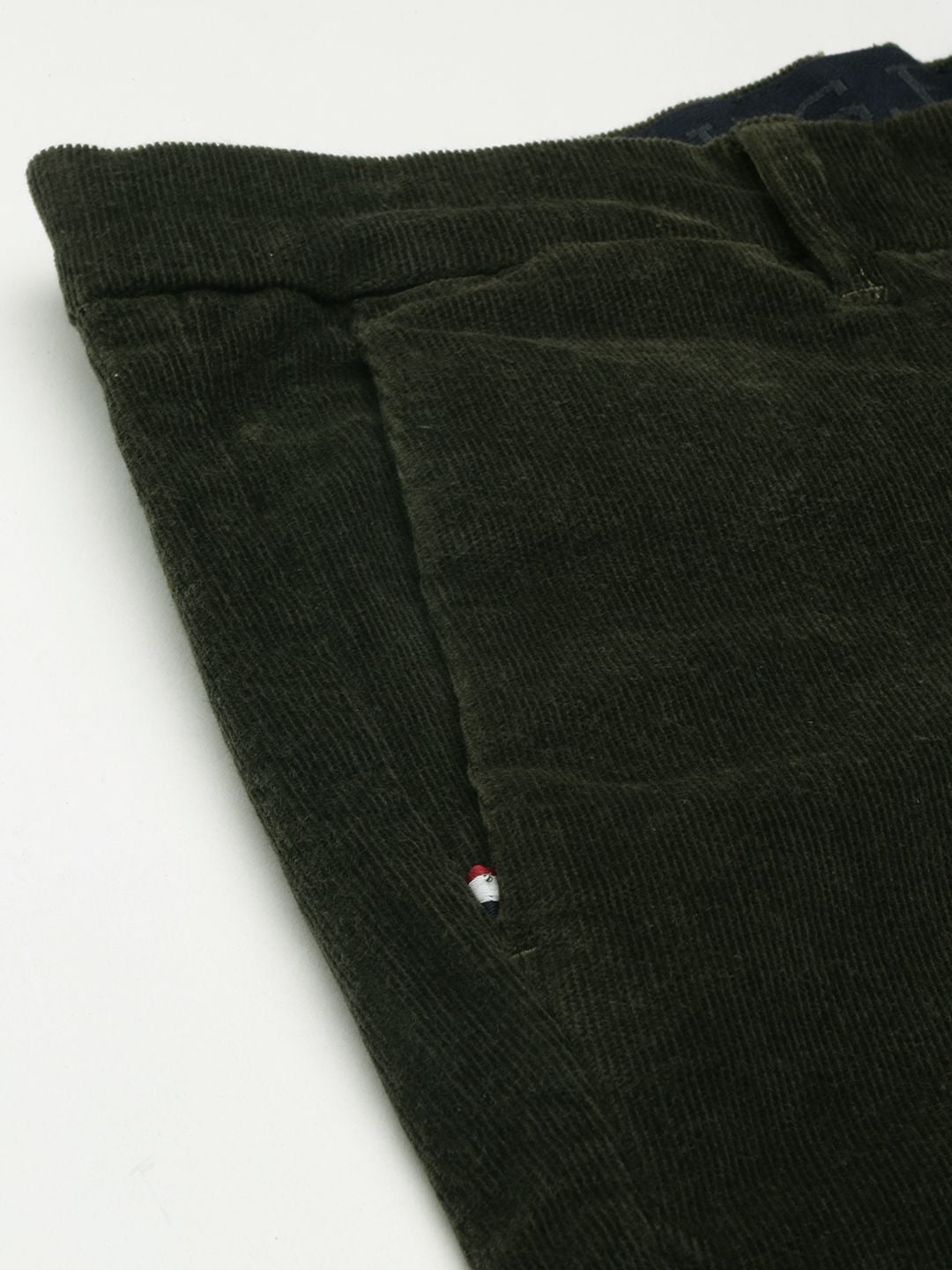  U.S. Polo Assn. Men Olive Green Slim Fit Corduroy Trousers