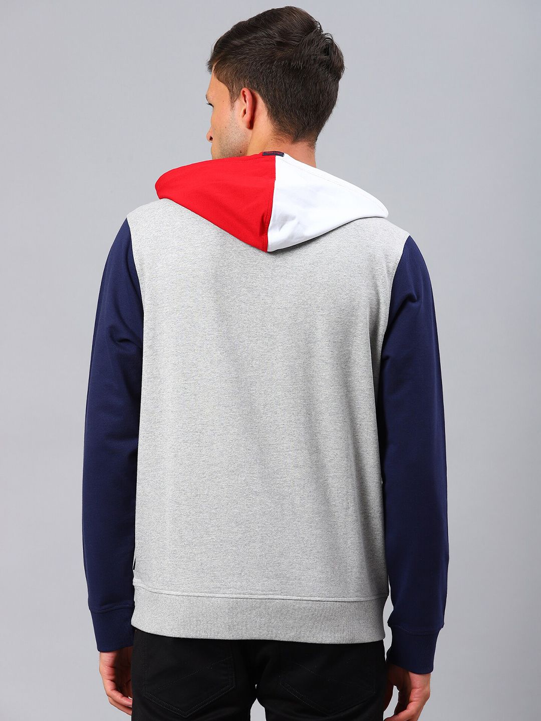  Beverly Hills Polo Club Men Red Colourblocked Hoodie Cotton Sweatshirt