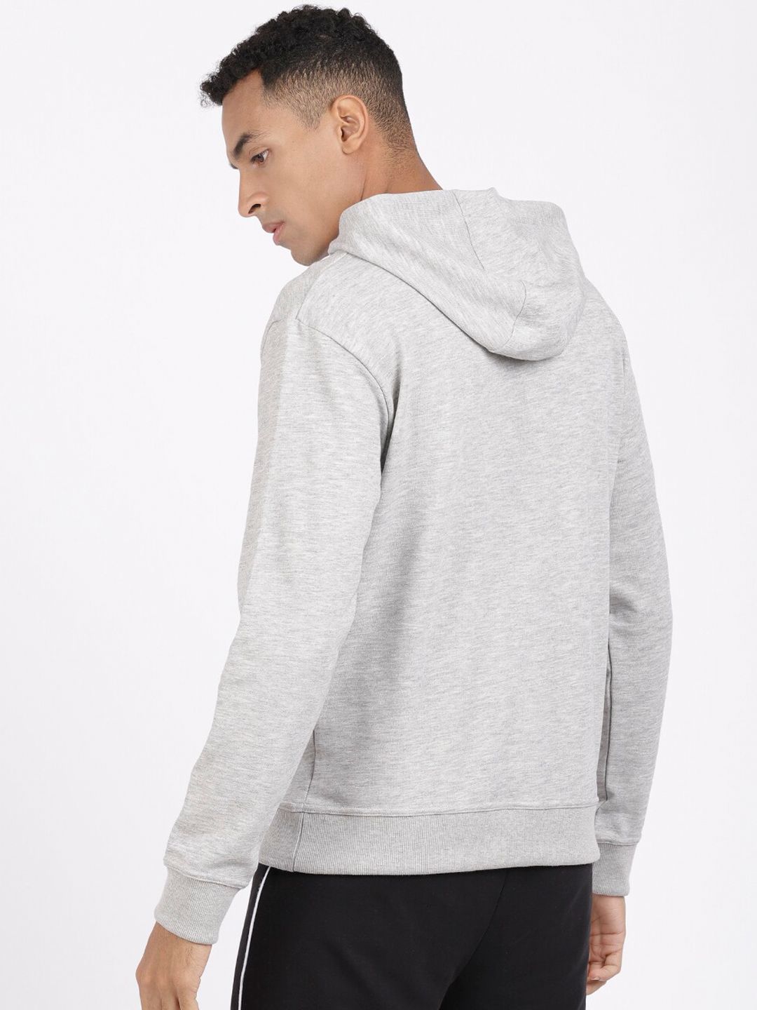  Head Men Grey Printed Hooded Sweatshirt