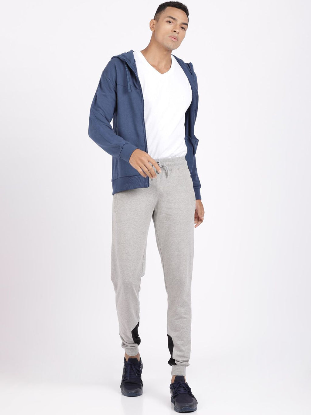  Head Men Blue Hooded Cotton Sports Sweatshirt