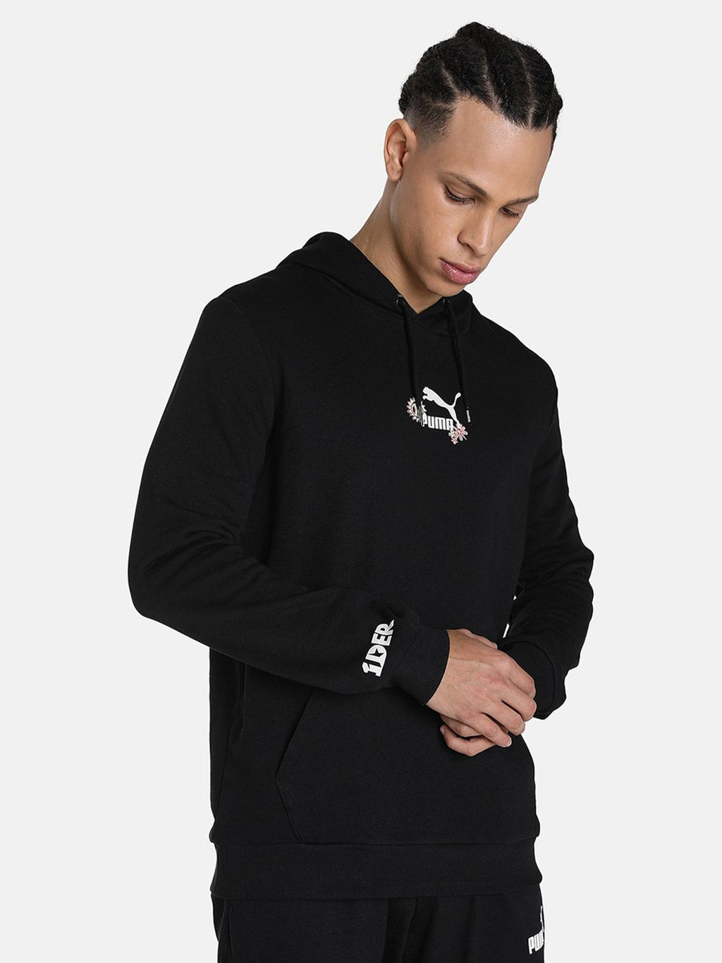  Puma X1DER FeelGood Logo Printed Cotton Hooded Sweatshirt