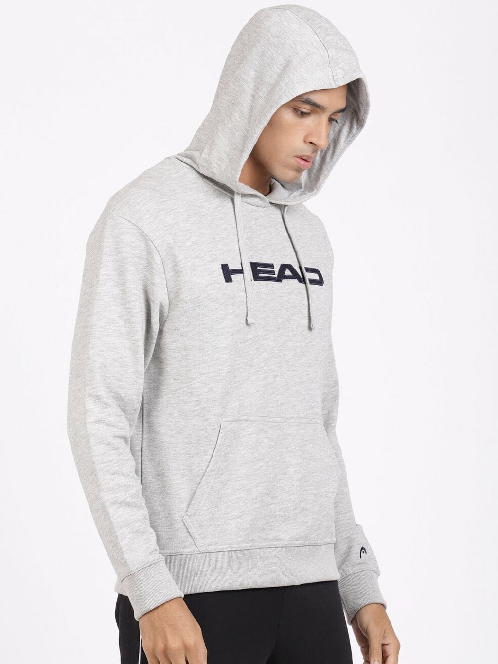  Head Men Grey Printed Hooded Sweatshirt