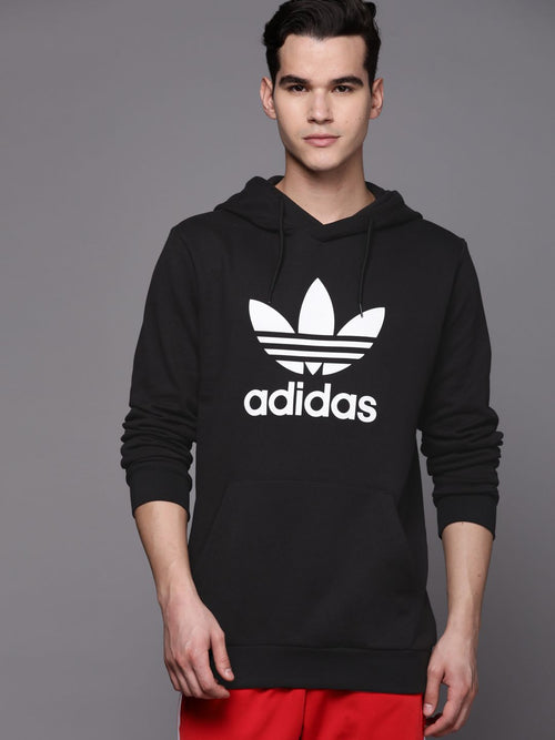  ADIDAS Originals Brand Logo Printed TREFOIL Hooded Pure Cotton Sweatshirt