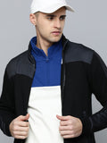  Flying Machine Men Black Colourblocked Front-Open Sweatshirt