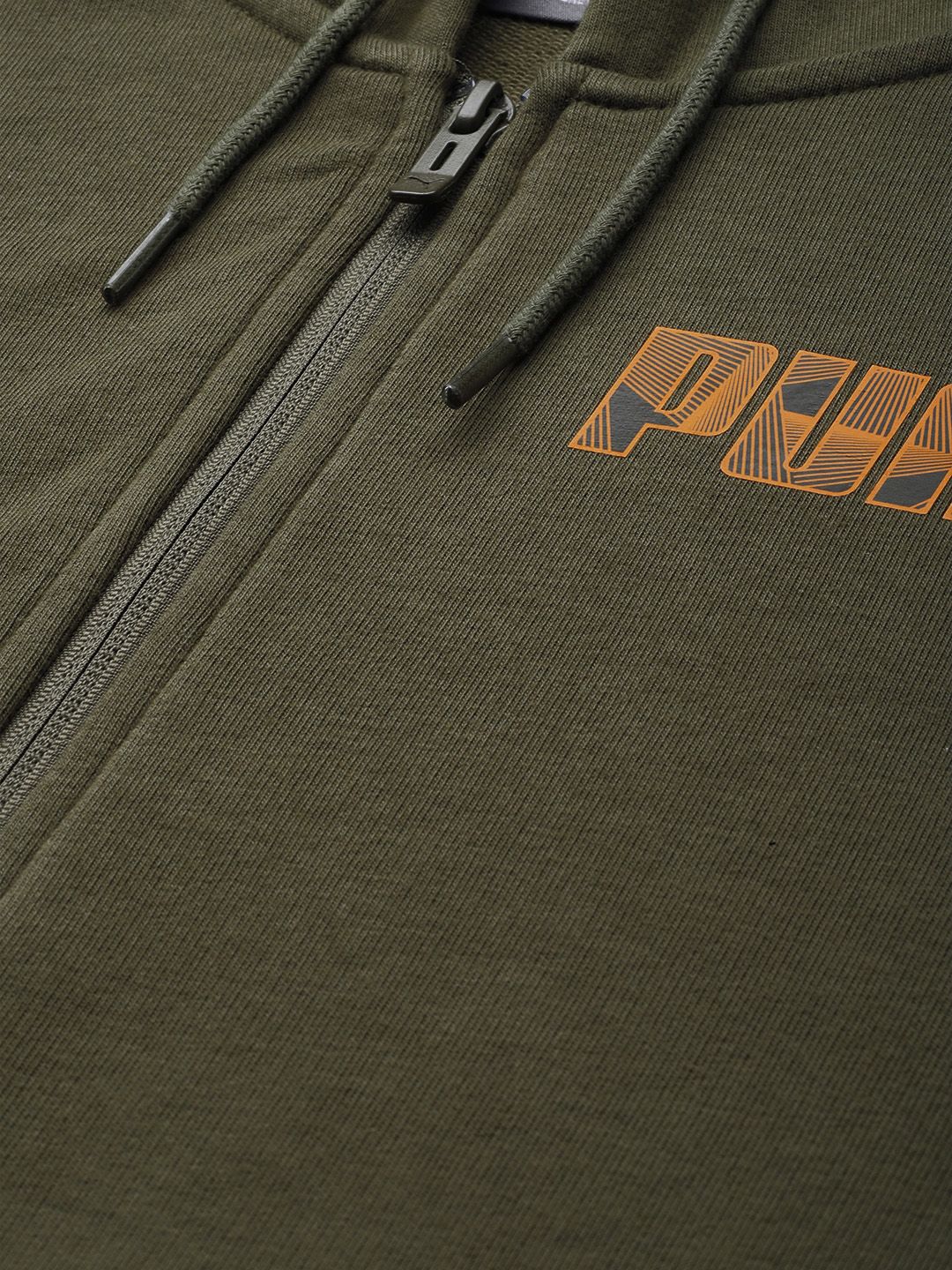 Puma Men Olive Green Slim Fit Hooded Sweatshirt