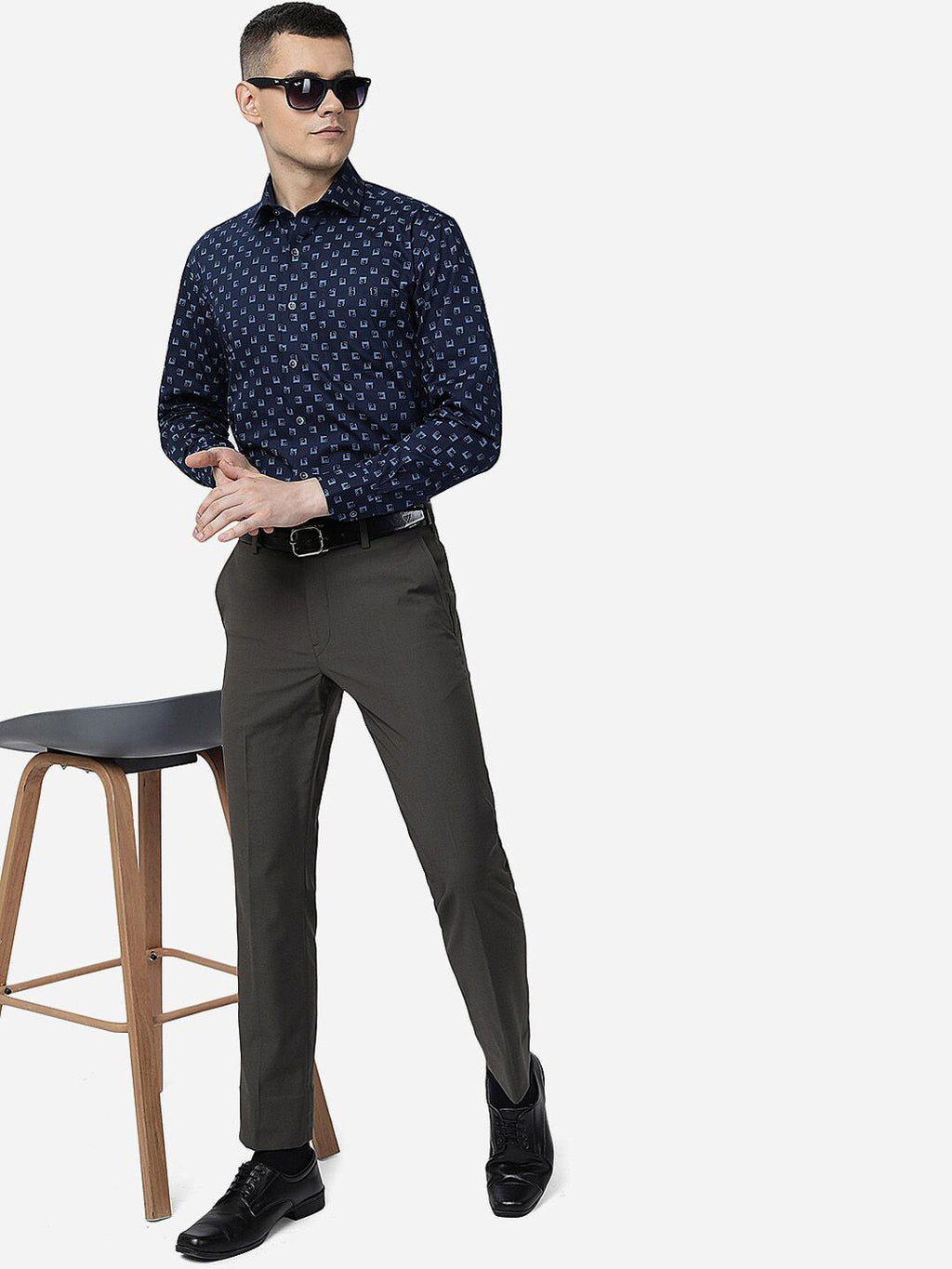  Greenfibre Men Slim Fit Mid-Rise Formal Trousers