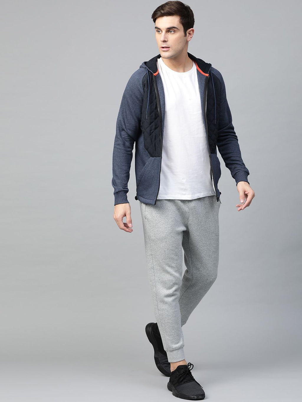  Alcis Men Blue Colourblocked Hooded Sweatshirt
