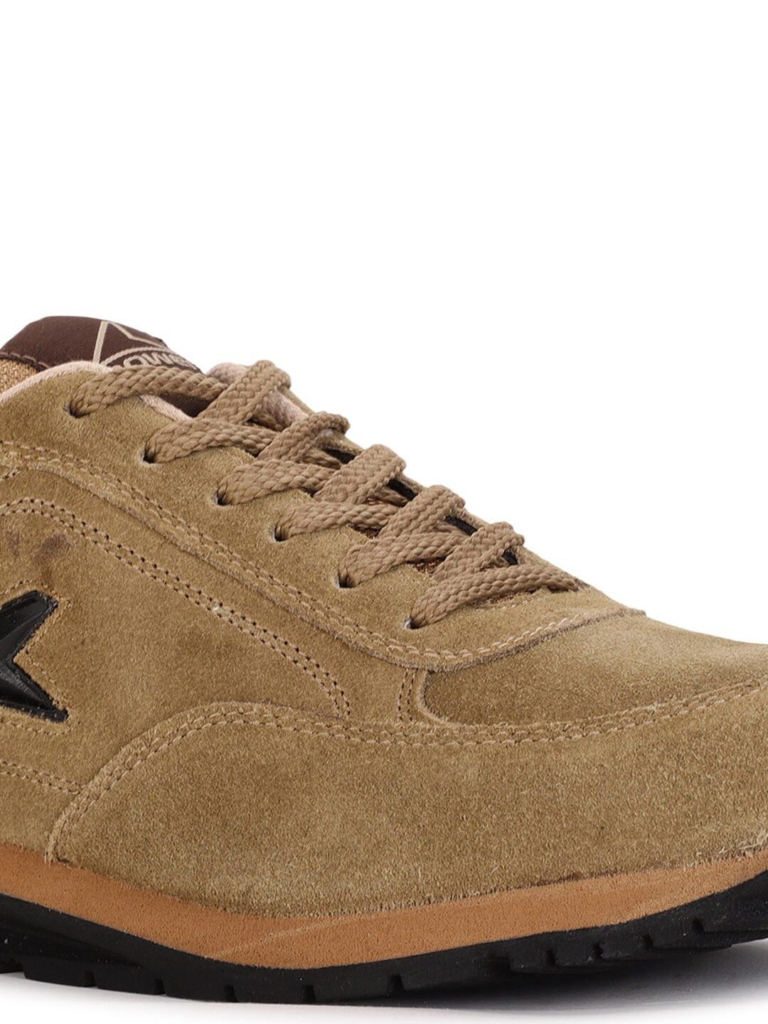  Power Men Beige Leather Running Non-Marking Shoes