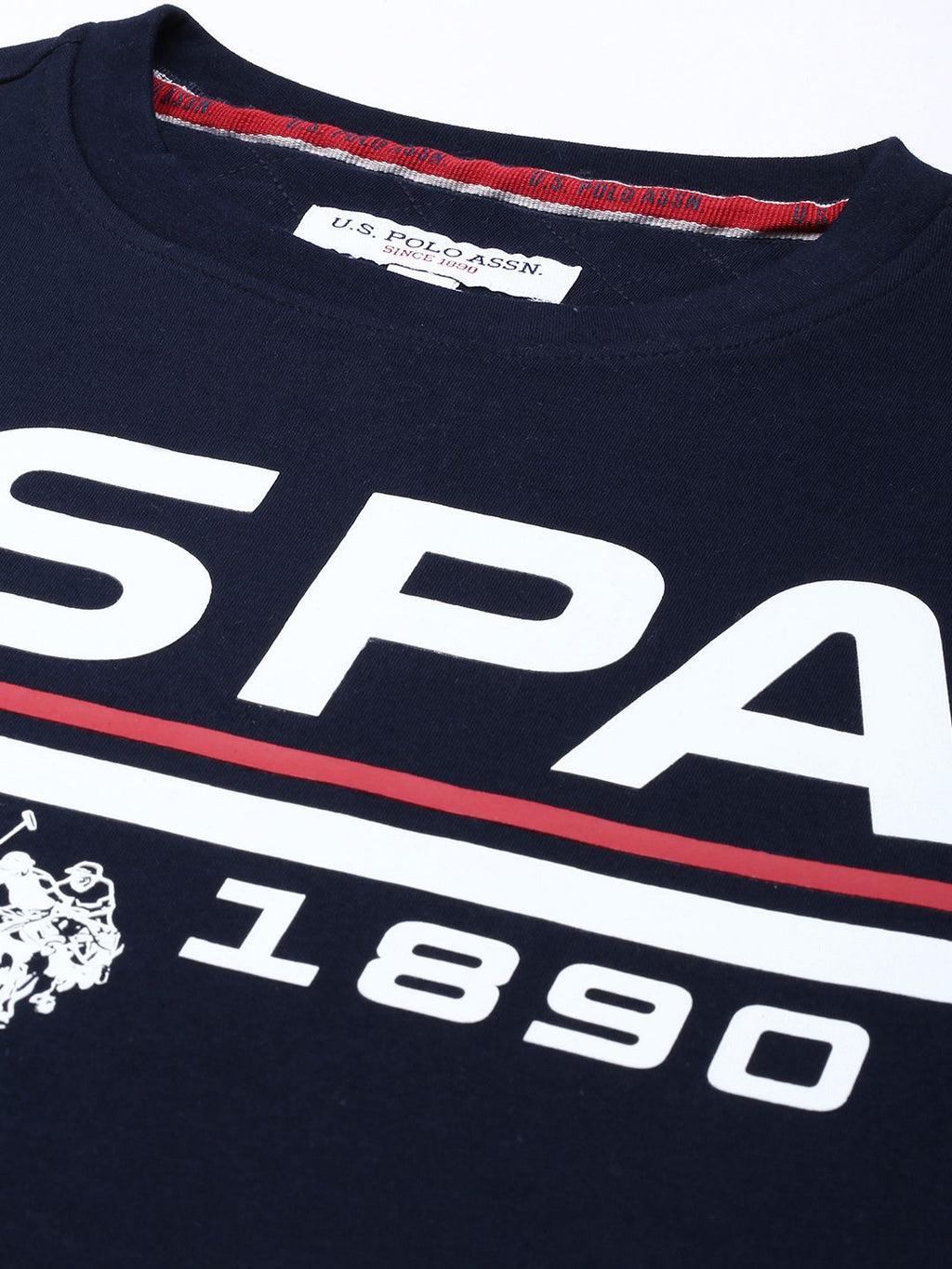 U.S. Polo Assn. U S Polo Assn Men Navy Blue Printed Round Neck Long Sleeves Sweatshirt