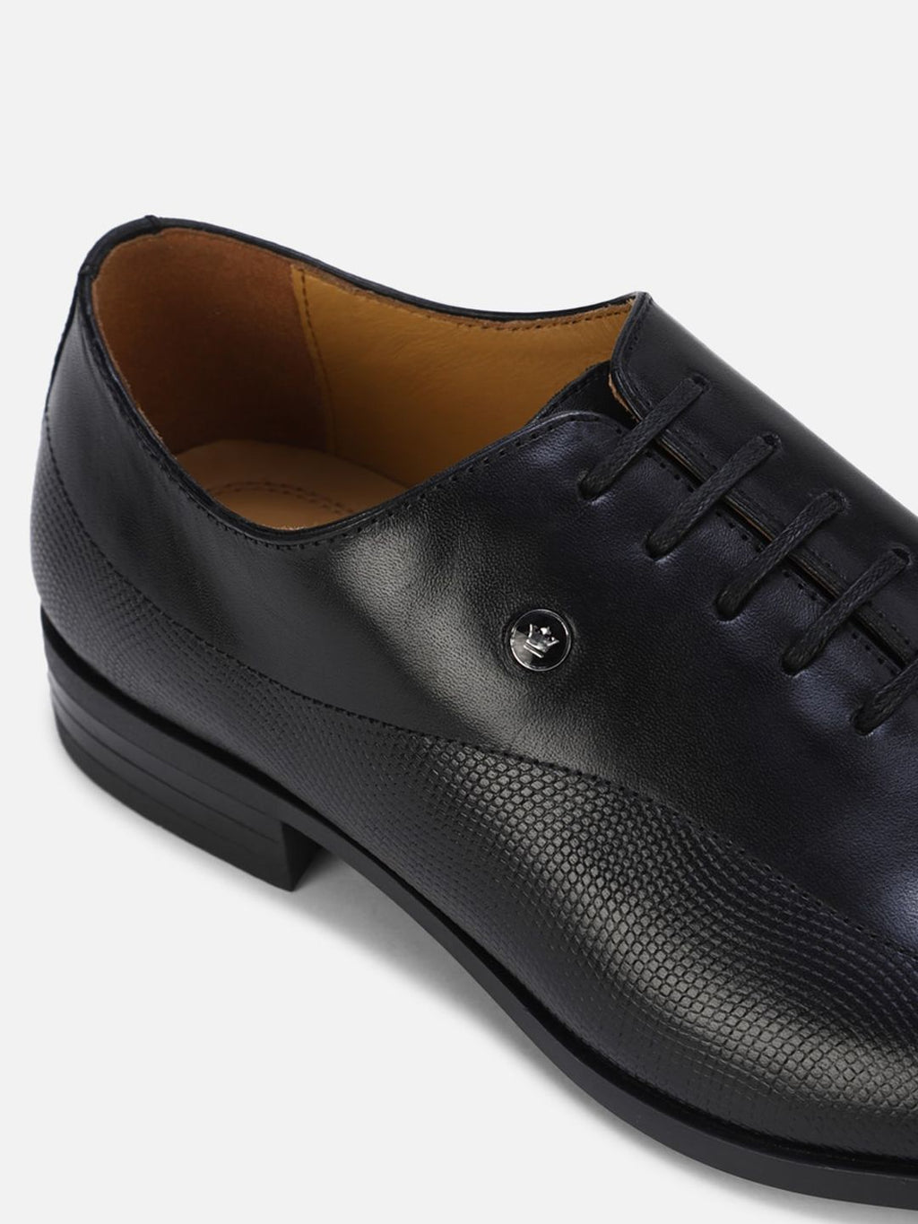  Louis Philippe Men Black Solid Leather Formal Derbys