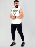  FUAARK Typography Printed Sleeveless Hooded Cotton Sweatshirt