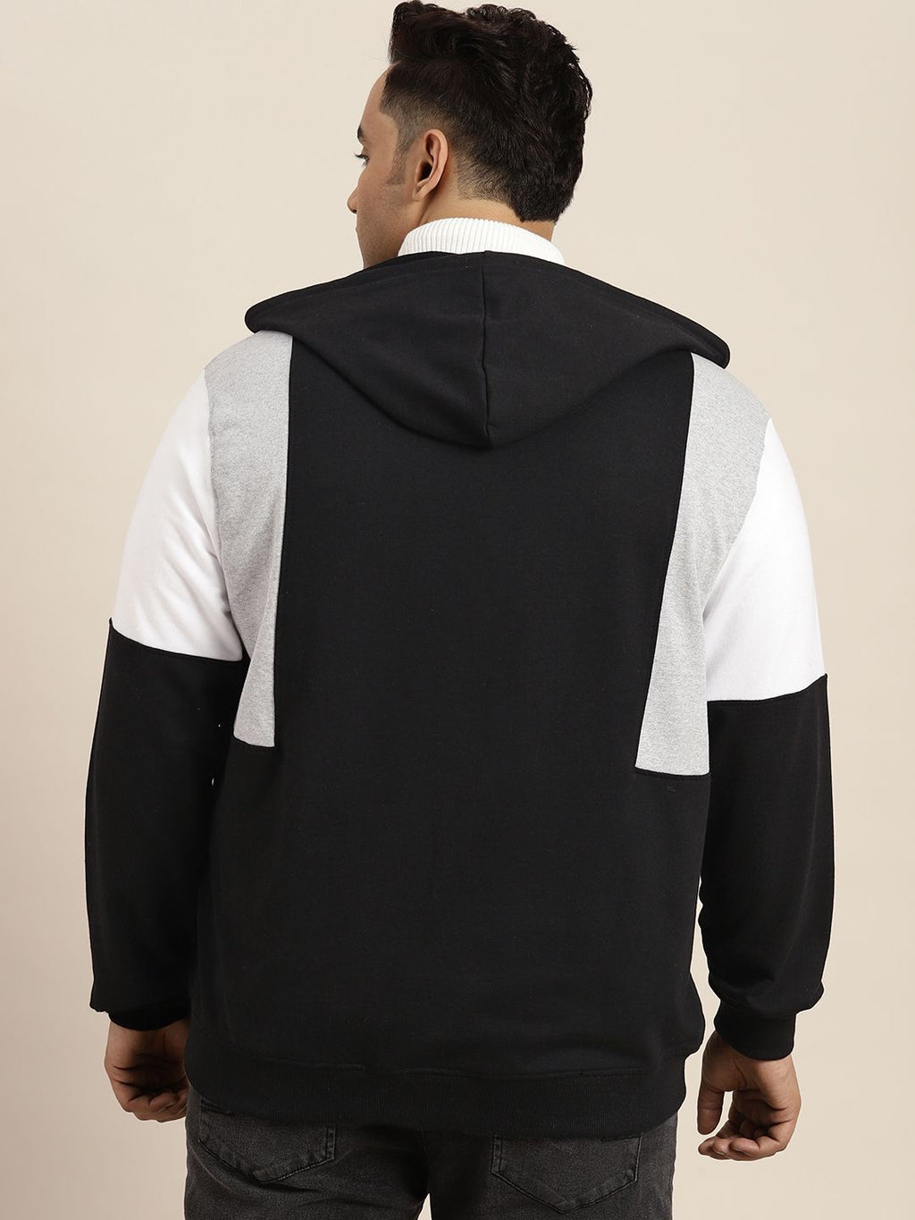  Sztori Men Plus Size Colourblocked Hooded Sweatshirt