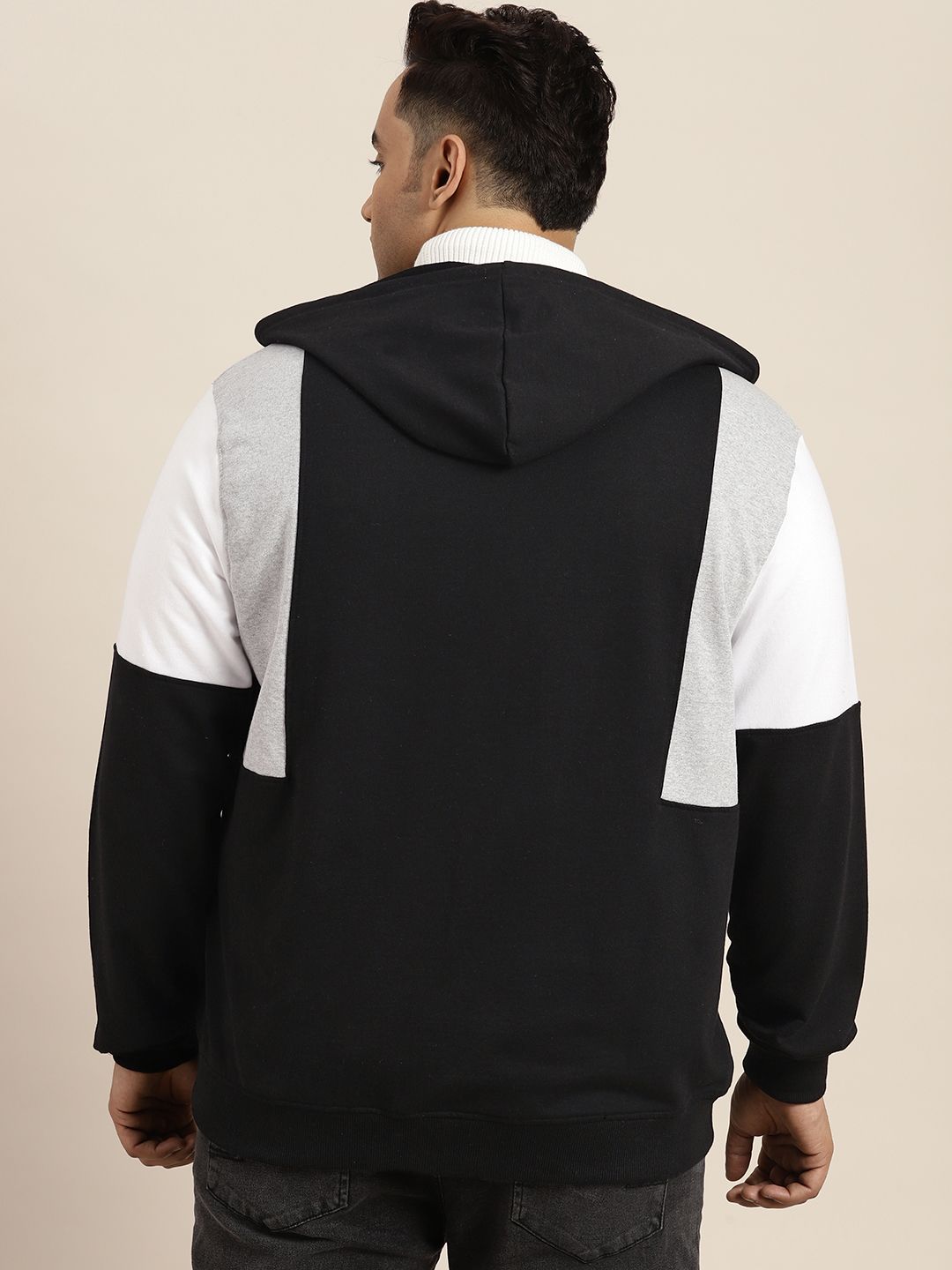  Sztori Men Plus Size Colourblocked Hooded Sweatshirt