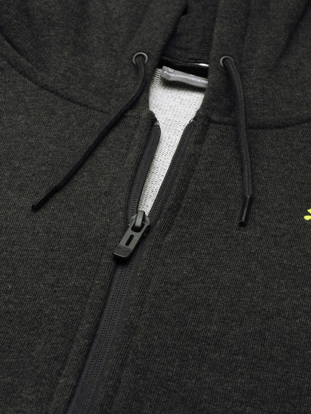  Puma Men Solid Slim Fit Hooded Front-Open Sweatshirt
