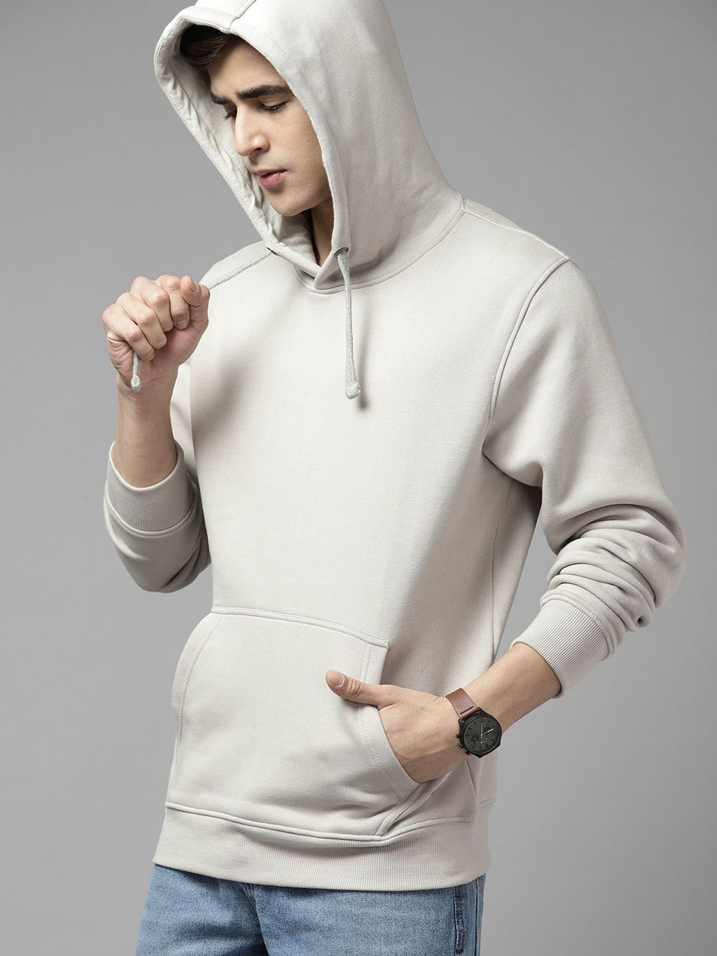  Roadster Men Solid Hooded Sweatshirt