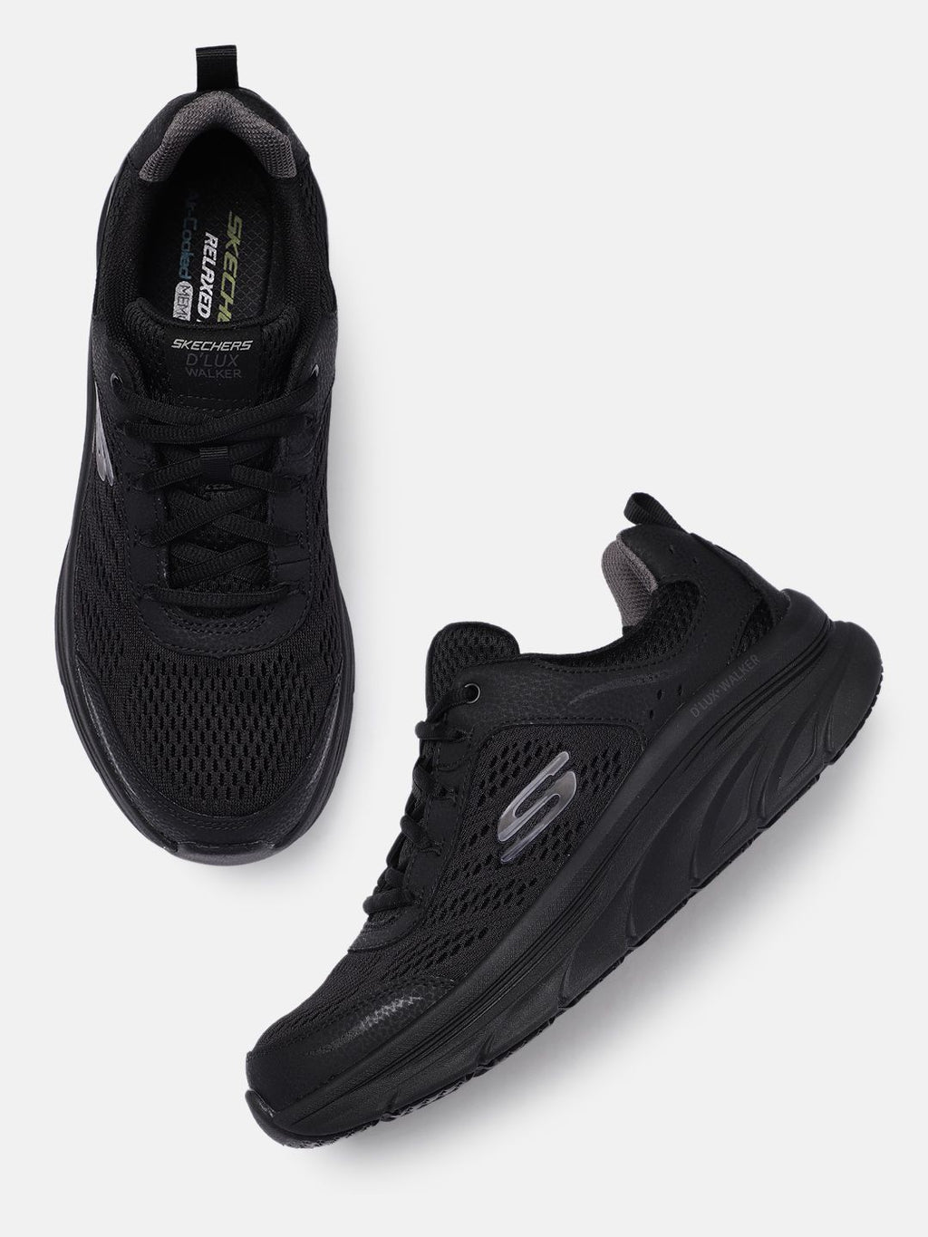  Skechers Men Black Mesh Walking Shoes