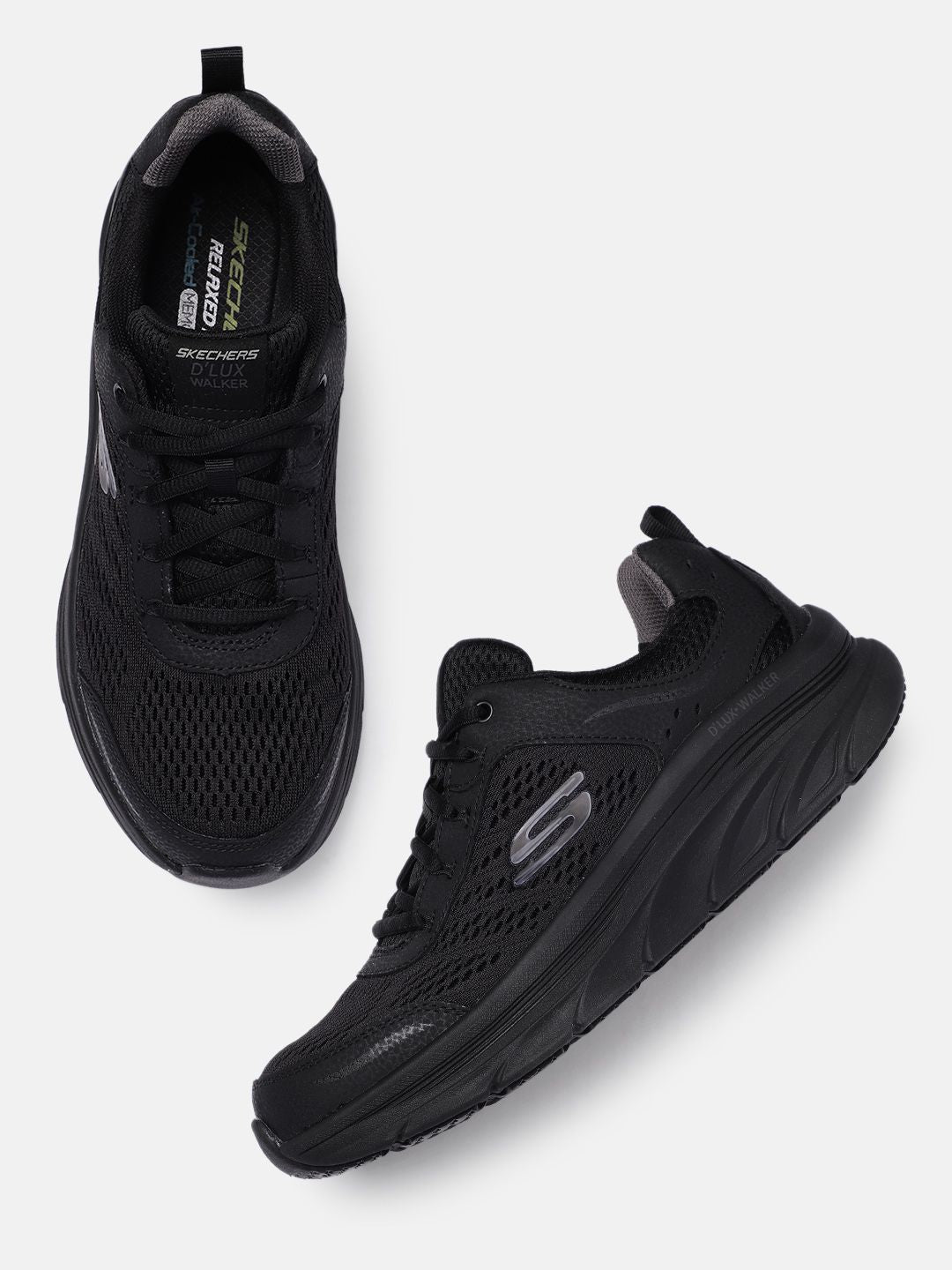  Skechers Men Black Mesh Walking Shoes