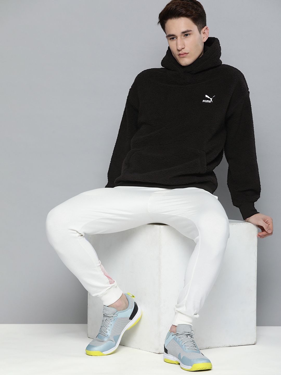  Puma Men Relaxed Classics Sherpa Hooded Sweatshirt