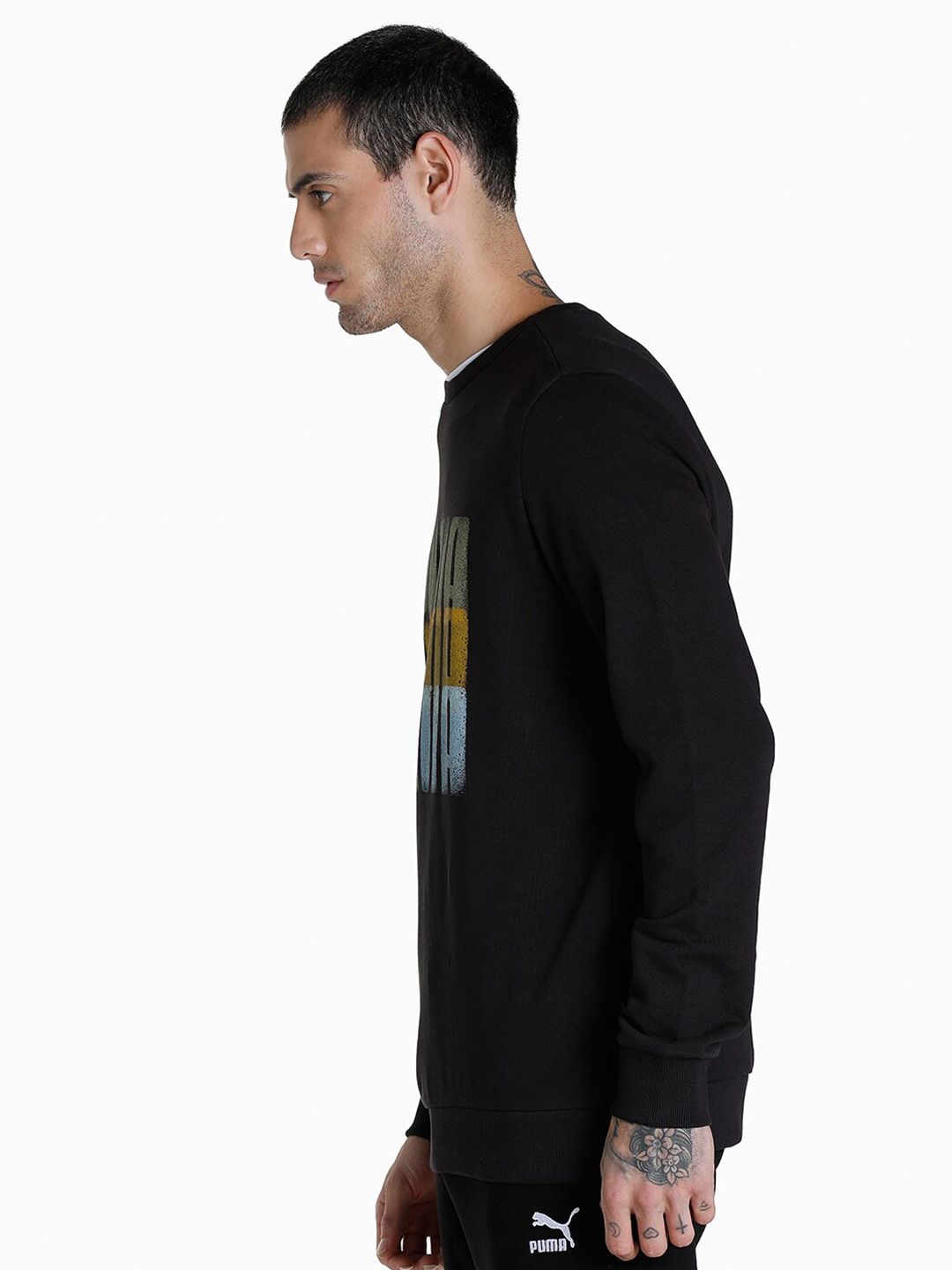  Puma Men Black Summer Squeeze Crew II Printed Regular Fit Sweatshirt
