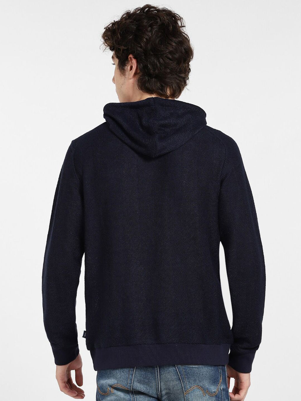  Jack & Jones Men Blue Solid Hooded Sweatshirt