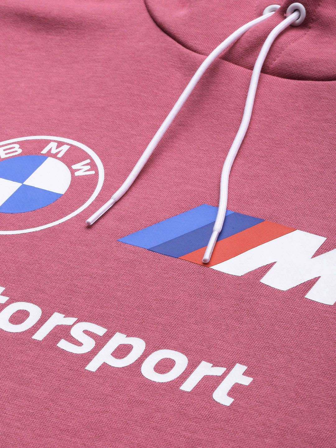  PUMA Motorsport Men Dusty Pink BMW ESS FLEECE Printed Hooded Motorsports Sweatshirt