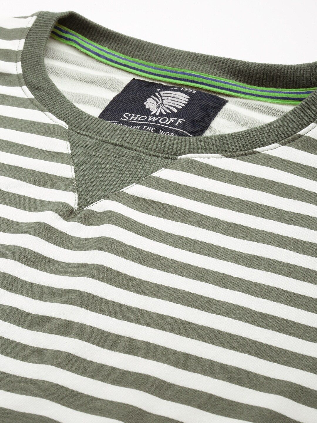  SHOWOFF Striped Knitted Cotton Sweatshirt