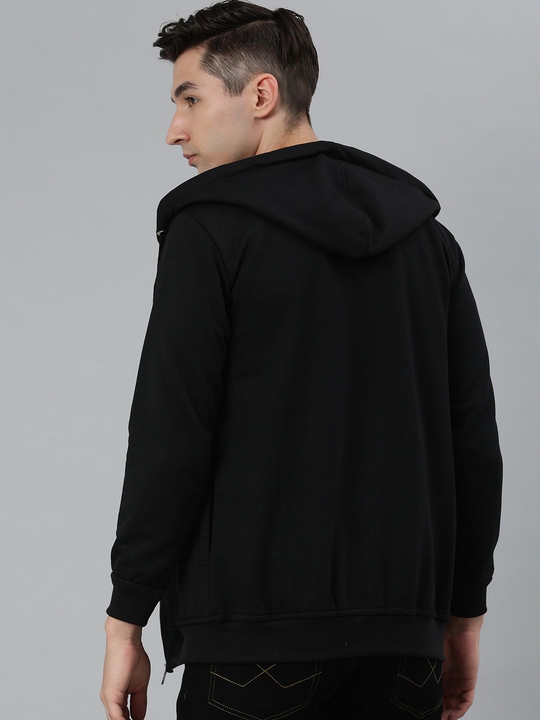  ADBUCKS Men Black Hooded Sweatshirt