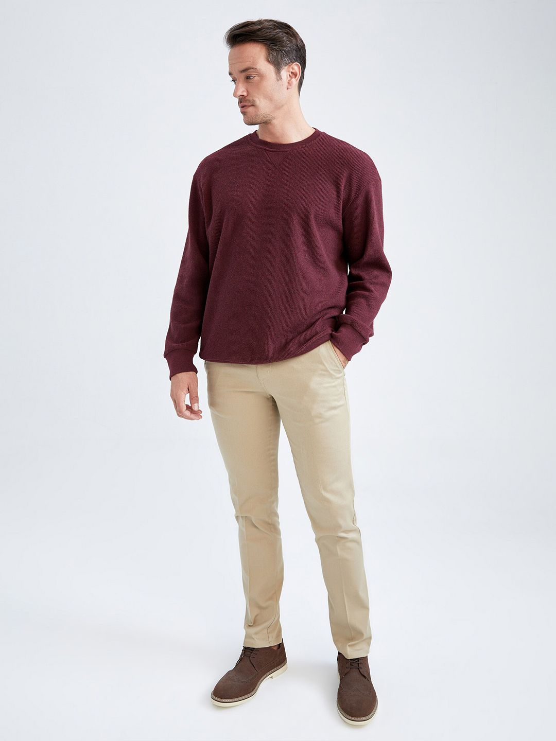  DeFacto Men Round Neck Full Sleeves Pullover Sweatshirt