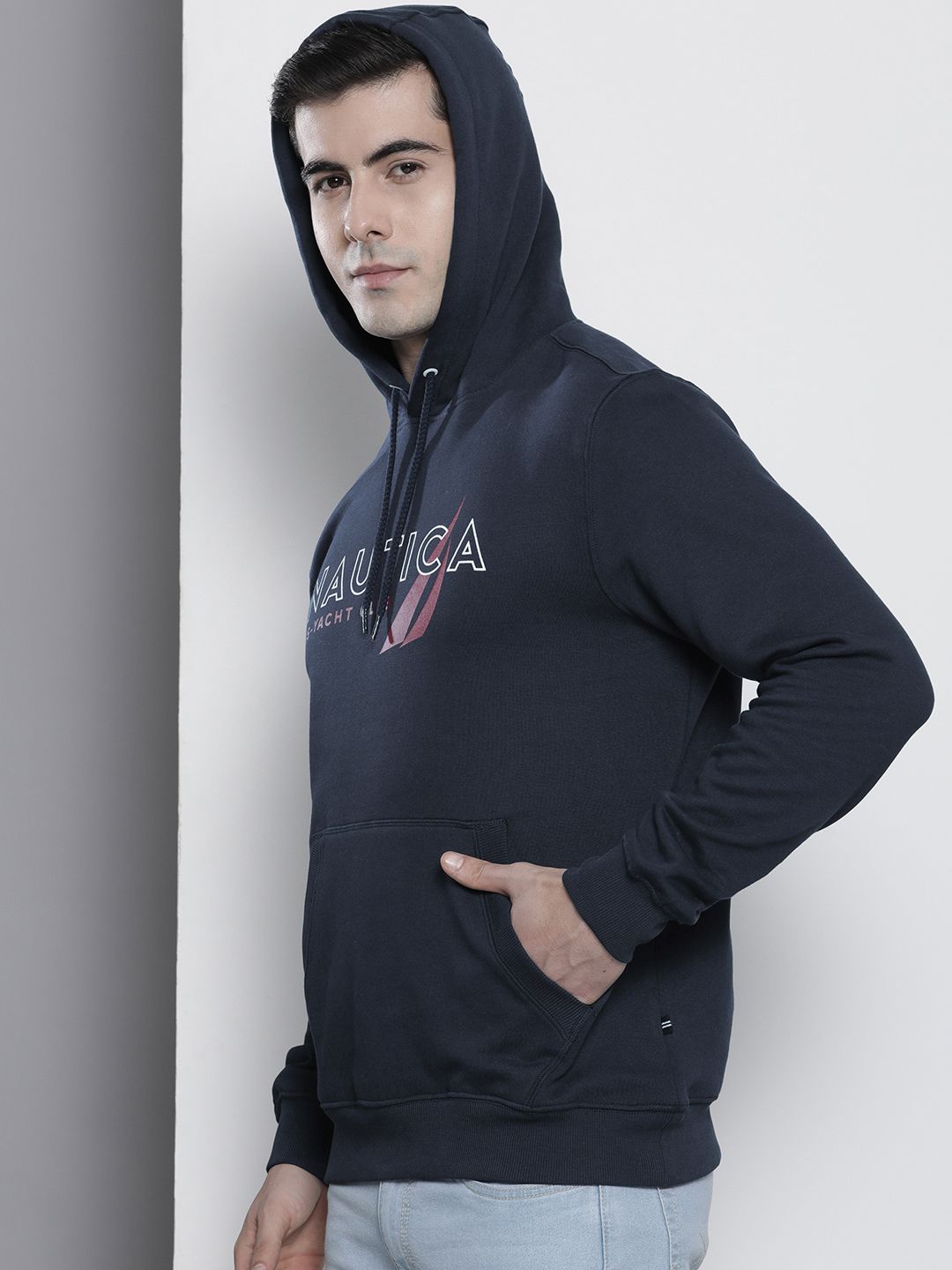  Nautica Men Brand Logo Printed Hooded Sweatshirt