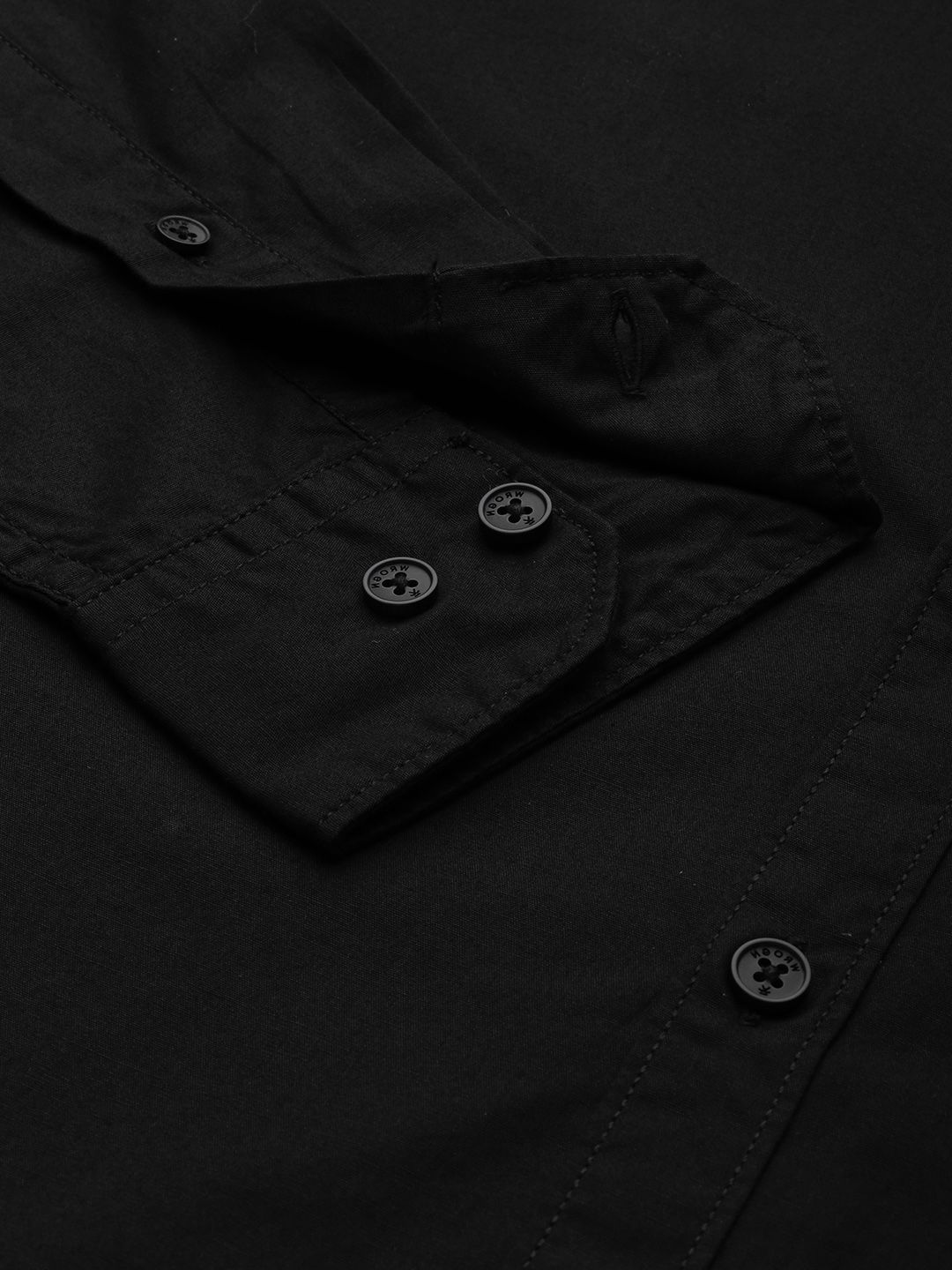  WROGN Men Black Solid Slim Fit Pure Cotton Casual Shirt