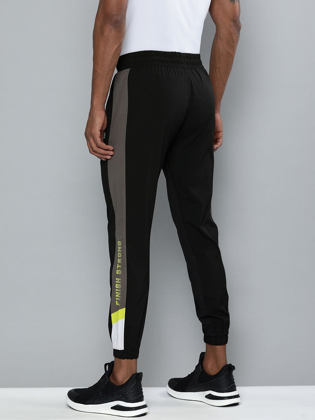  HRX By Hrithik Roshan Running Men Jet Black Rapid-Dry Printed Track Pants