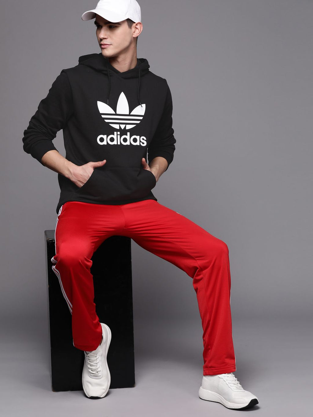  ADIDAS Originals Brand Logo Printed TREFOIL Hooded Pure Cotton Sweatshirt