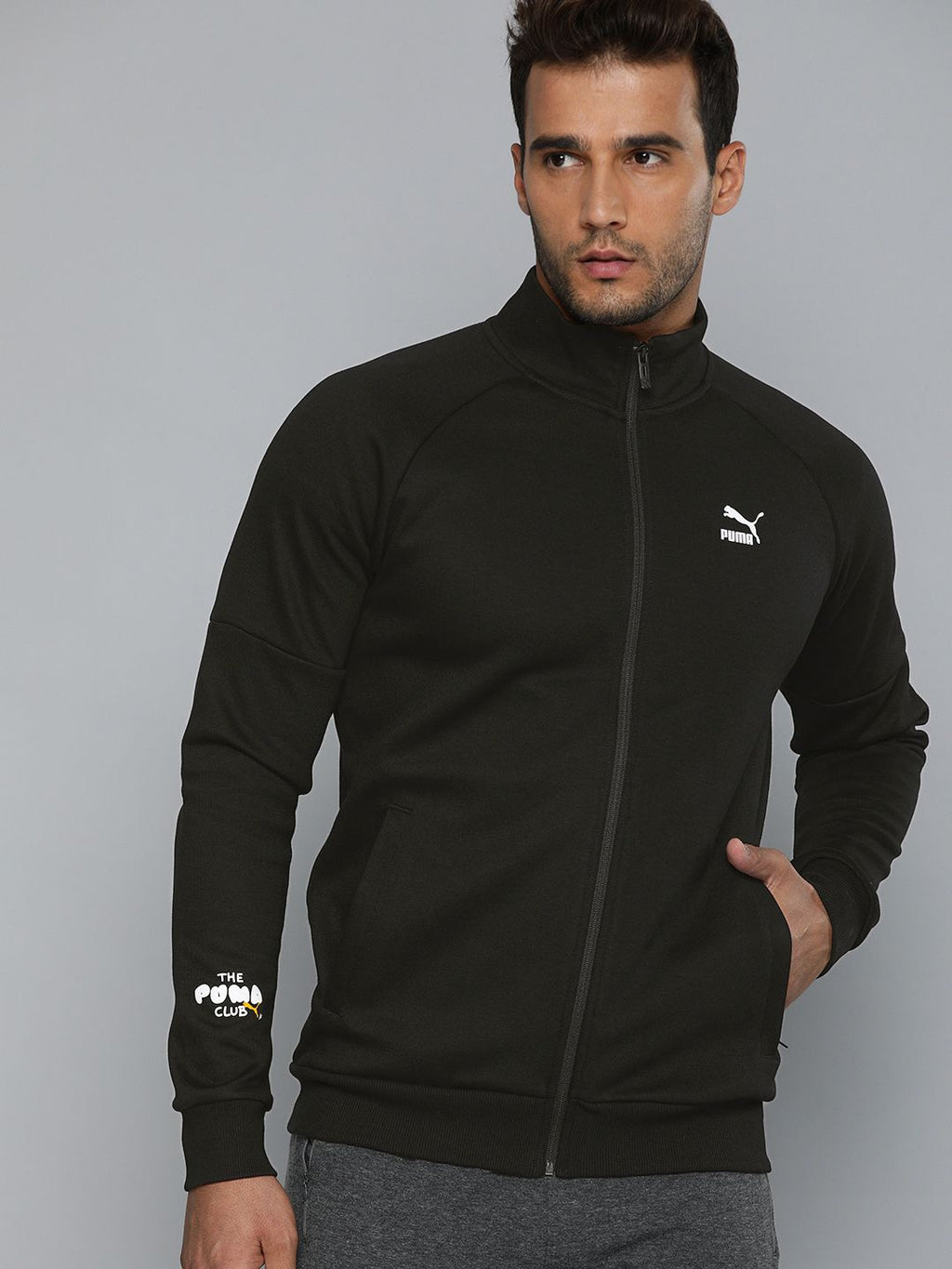  Puma Men Slim Fit Graphic Printed Back Full-Zip Front Open Track Sweatshirt