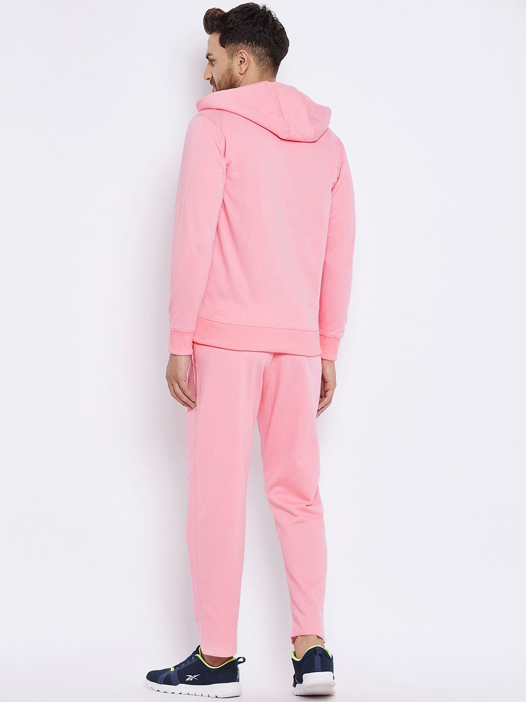  FRENCH FLEXIOUS Men Pink Solid Cotton Track Jacket