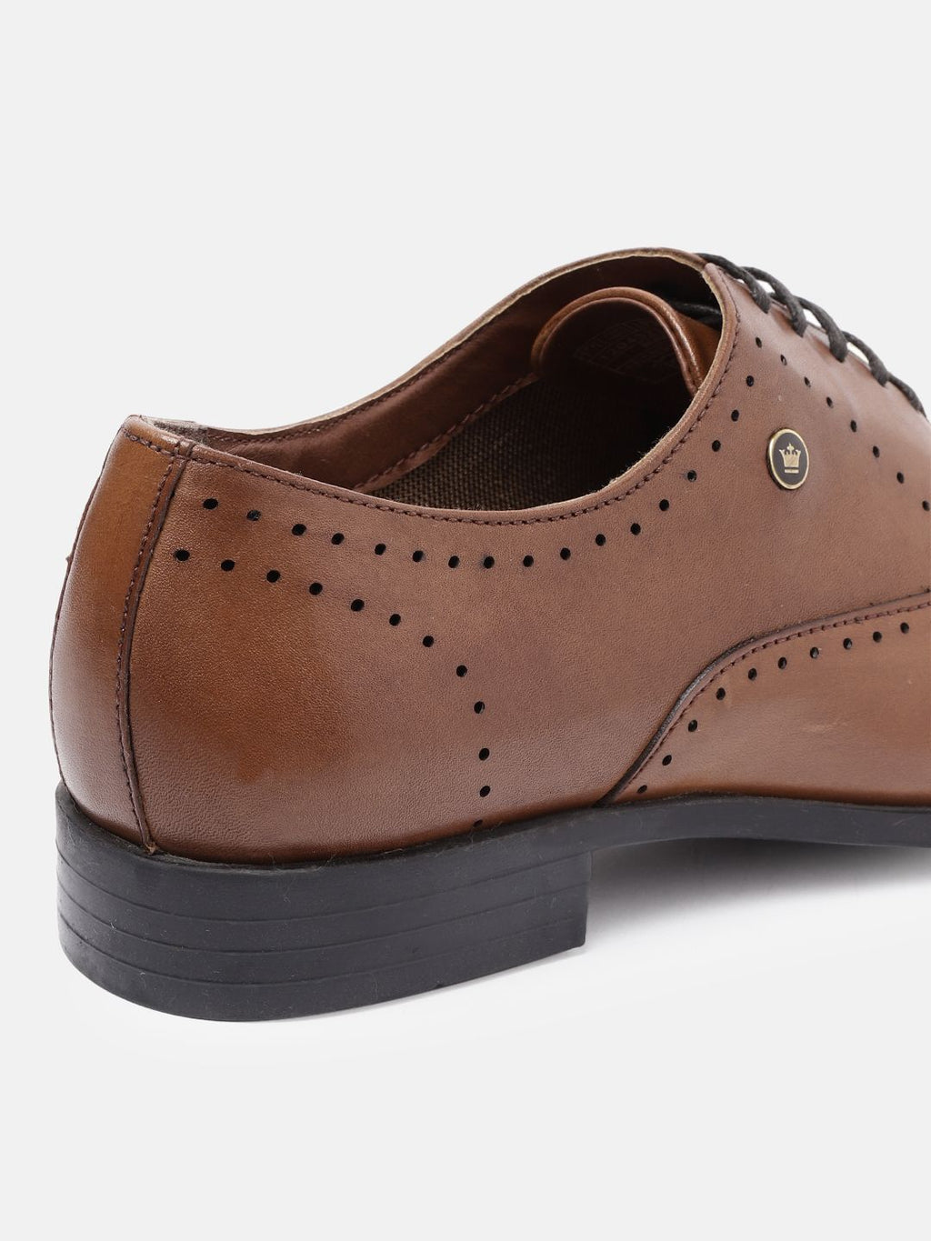  Louis Philippe Men Tan Brown Leather Solid Oxfords With Perforations