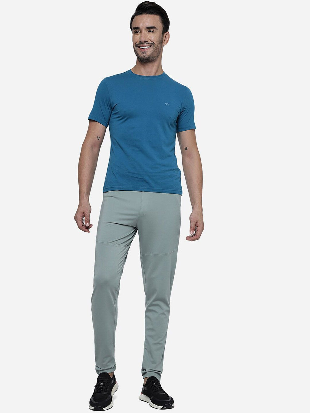  JADE BLUE Men Mid Rise Cotton Sports Track Pants
