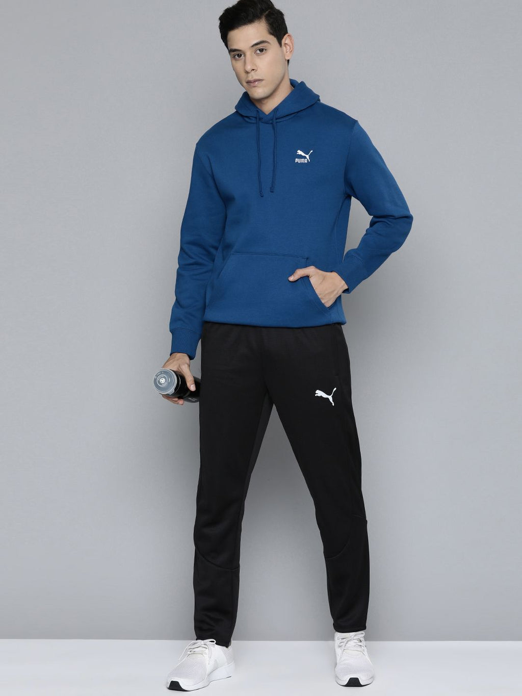  Puma Men Blue Printed Classics Hooded Regular Fit Sweatshirt