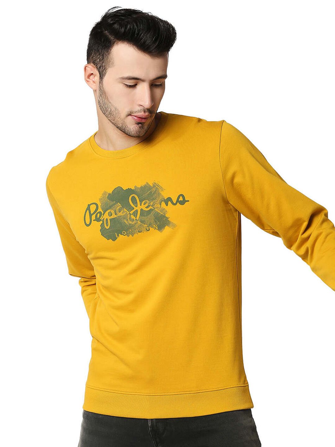  Pepe Jeans Men Yellow Printed Sweatshirt